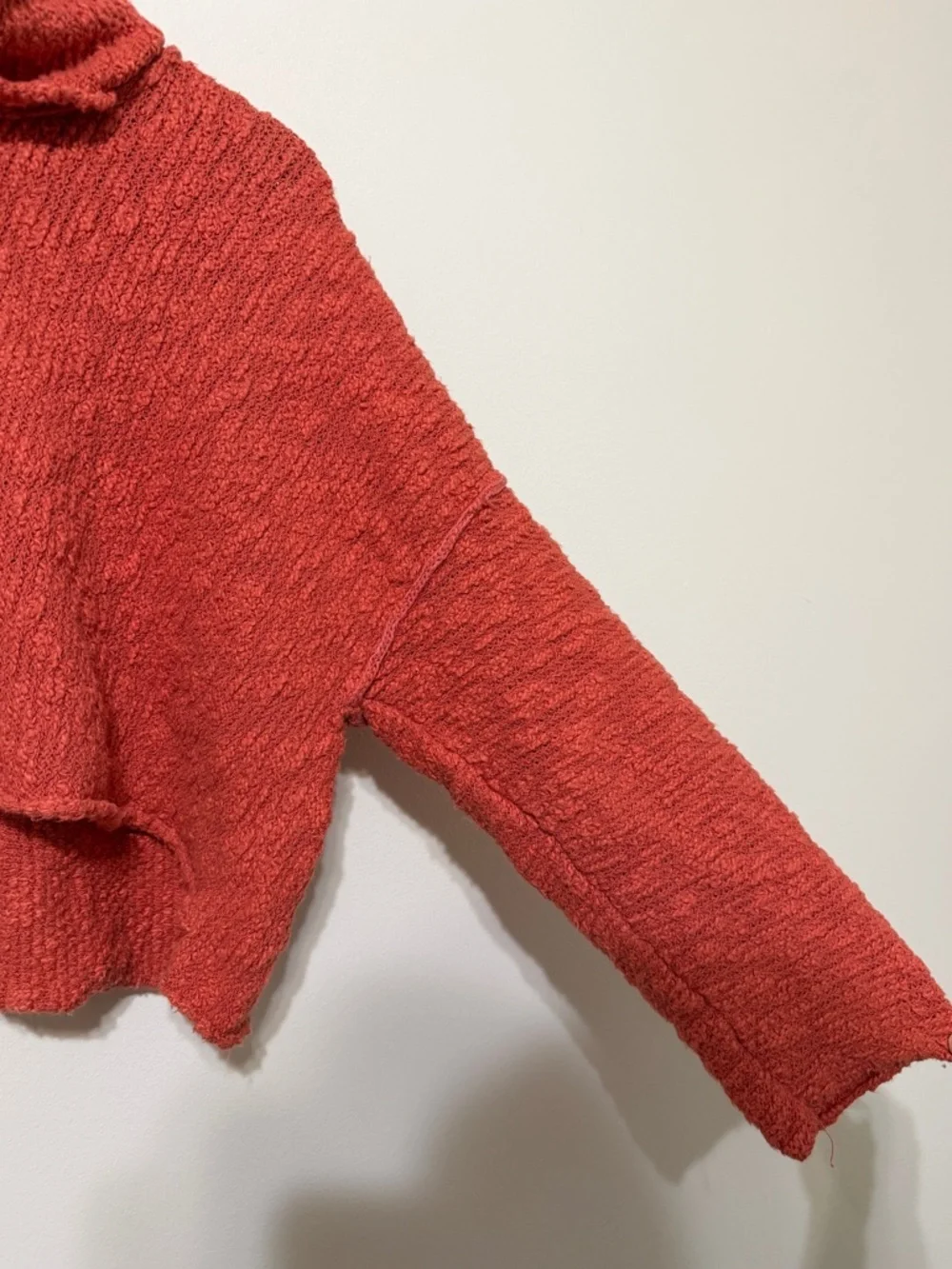 Free People Big Easy Cowl Neck Sweater Small Oversized Burnt Orange Fall EUC